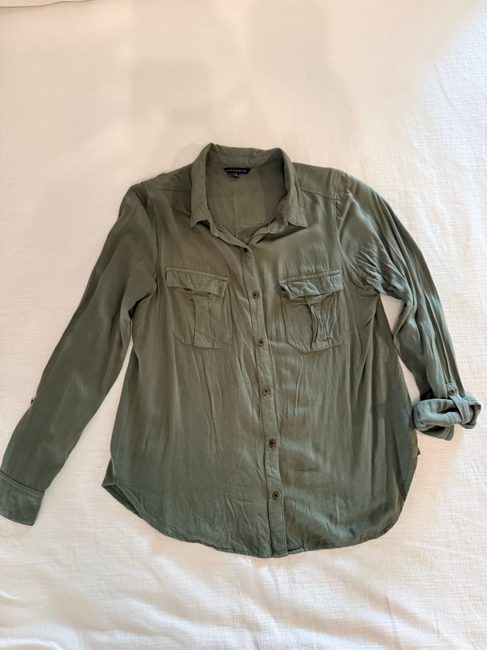 Boutique Staccato Brand Olive Green Casual Button Down Shirt